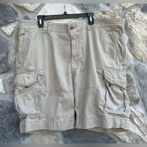 Polo Ralph Lauren Mens Chino Cargo Shorts Sz 46 Khaki 100% Cotton Utility Preppy